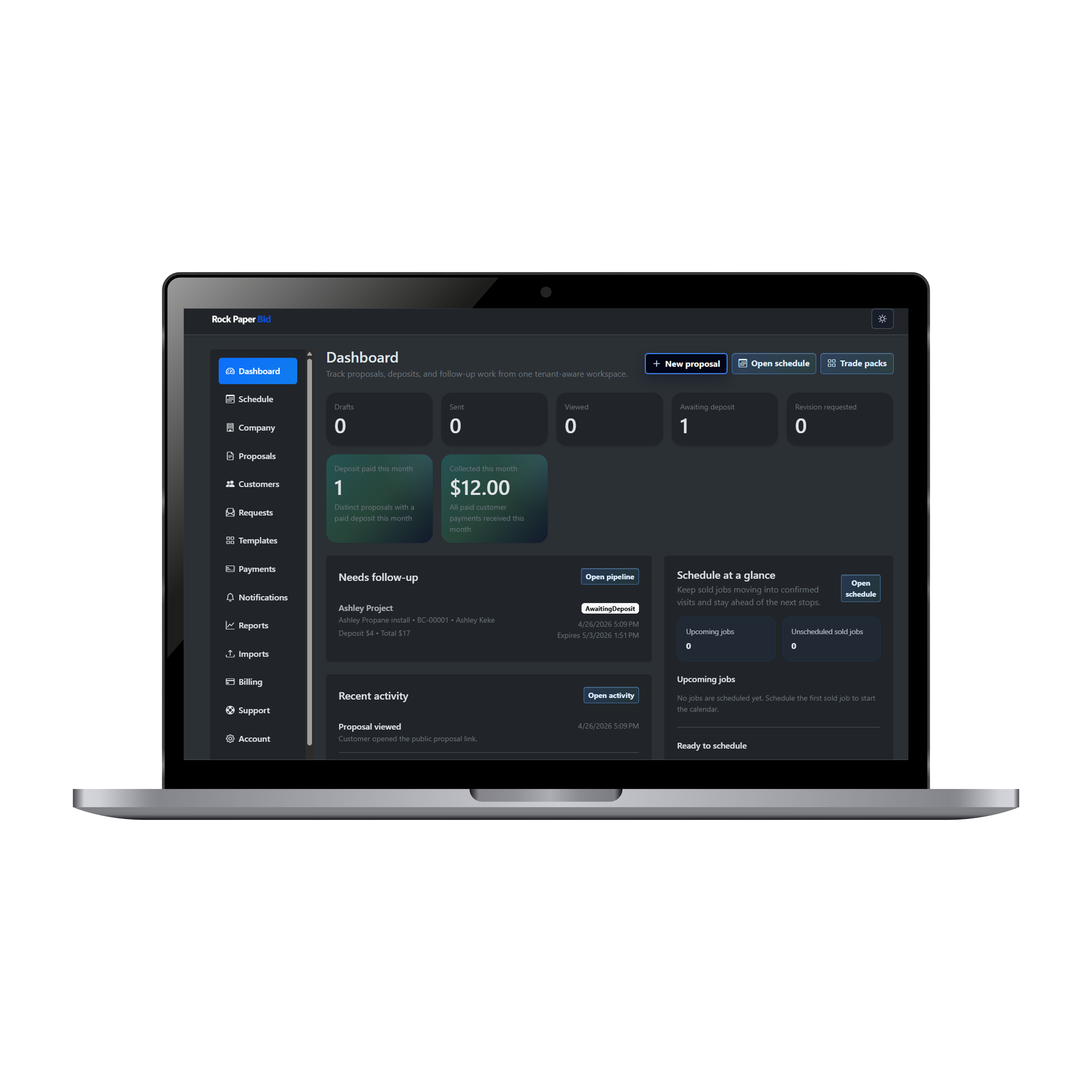 Laptop app dashboard mockup